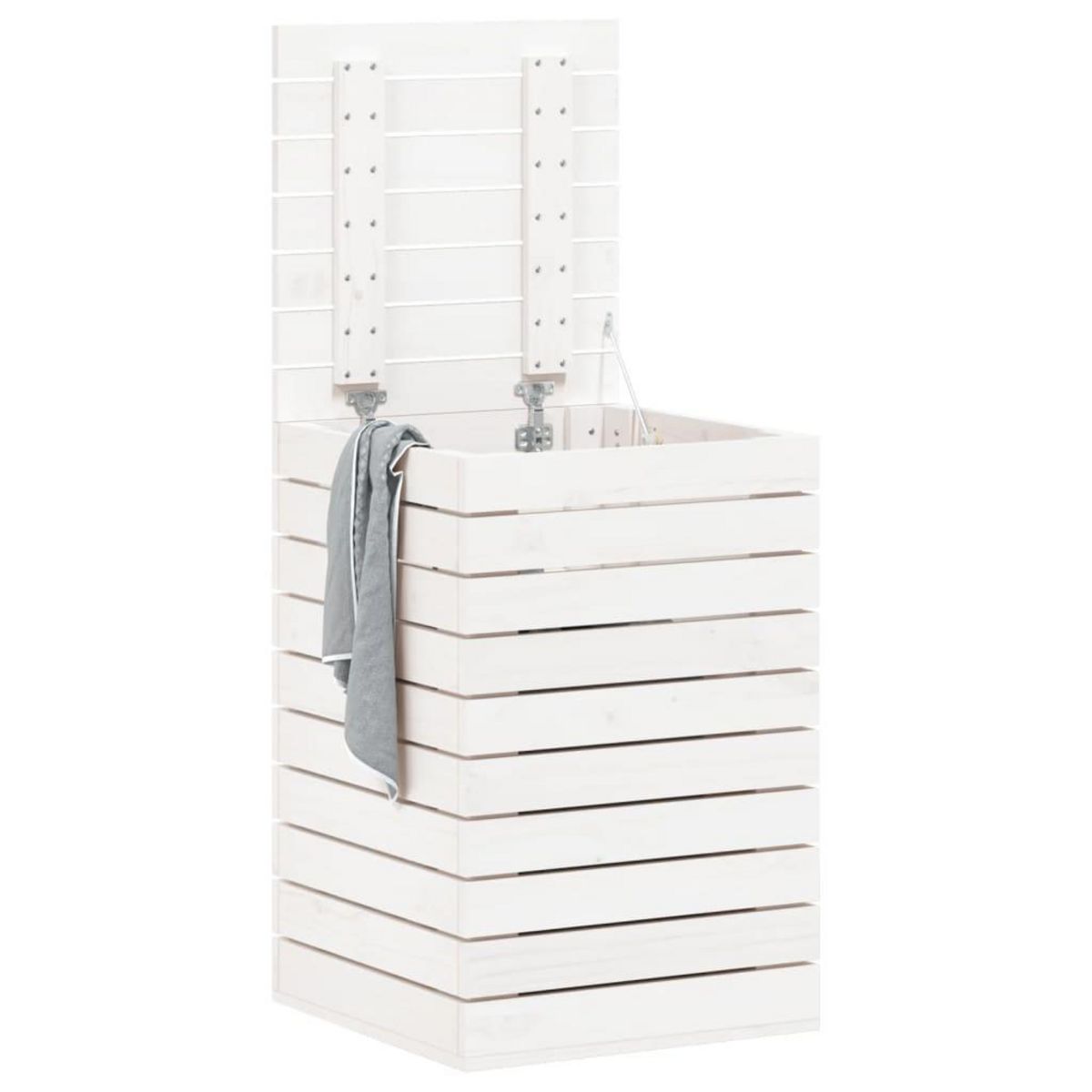 VIDAXL Panier a linge blanc 44x44x66 cm bois massif de pin