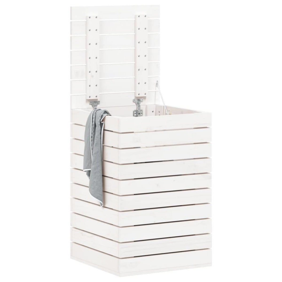 VIDAXL Panier a linge blanc 44x44x66 cm bois massif de pin