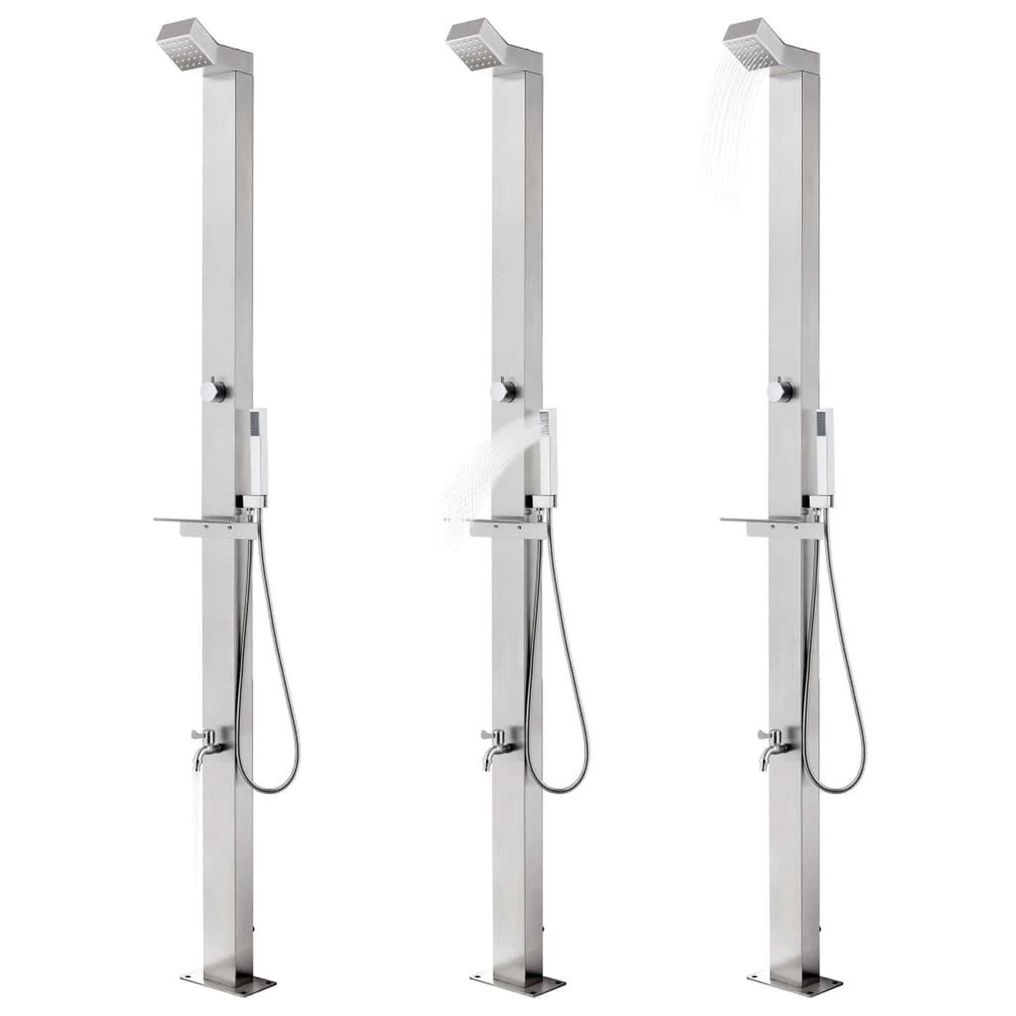 Voir la diapositive 2 : VIDAXL Douche de jardin 220 cm Acier inoxydable