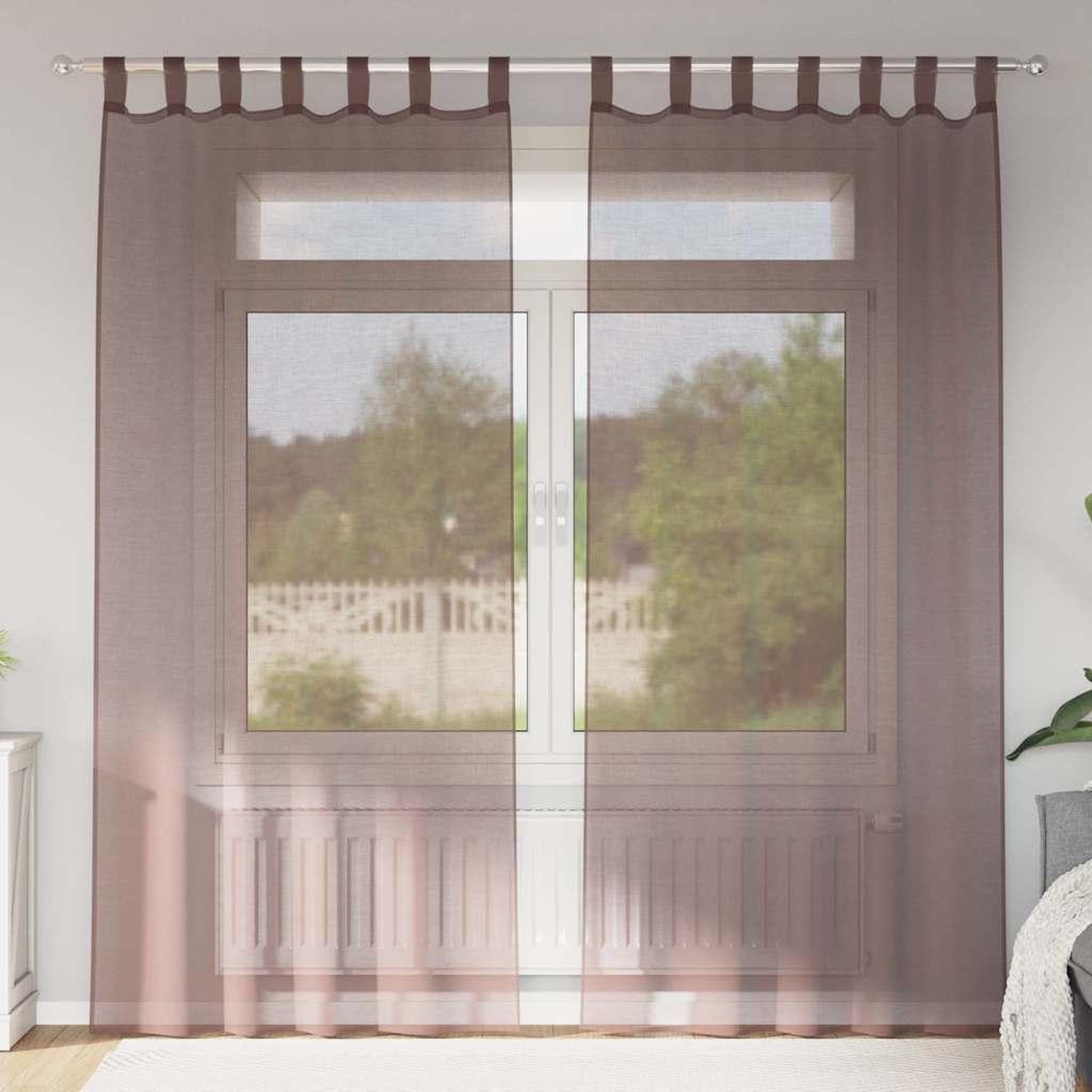 VIDAXL Rideaux en voile avec passe-tringles 2 pcs marron