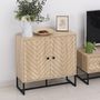Voir la diapositive 2 : HOMCOM HOMCOM Buffet meuble de rangement 2 portes bois et pieds en métal noir dim. 80L x 29,5l x 80H cm