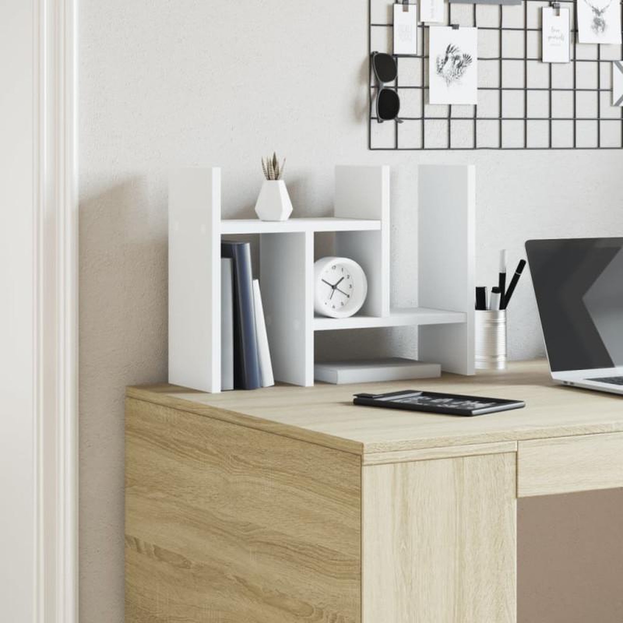 Voir la diapositive 3 : VIDAXL Organisateur de bureau blanc 34,5x15,5x35,5cm bois d ingénierie