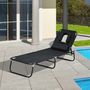 Voir la diapositive 2 : HOMCOM Transat de jardin chaise longue pliante bain de soleil pour lecture noir