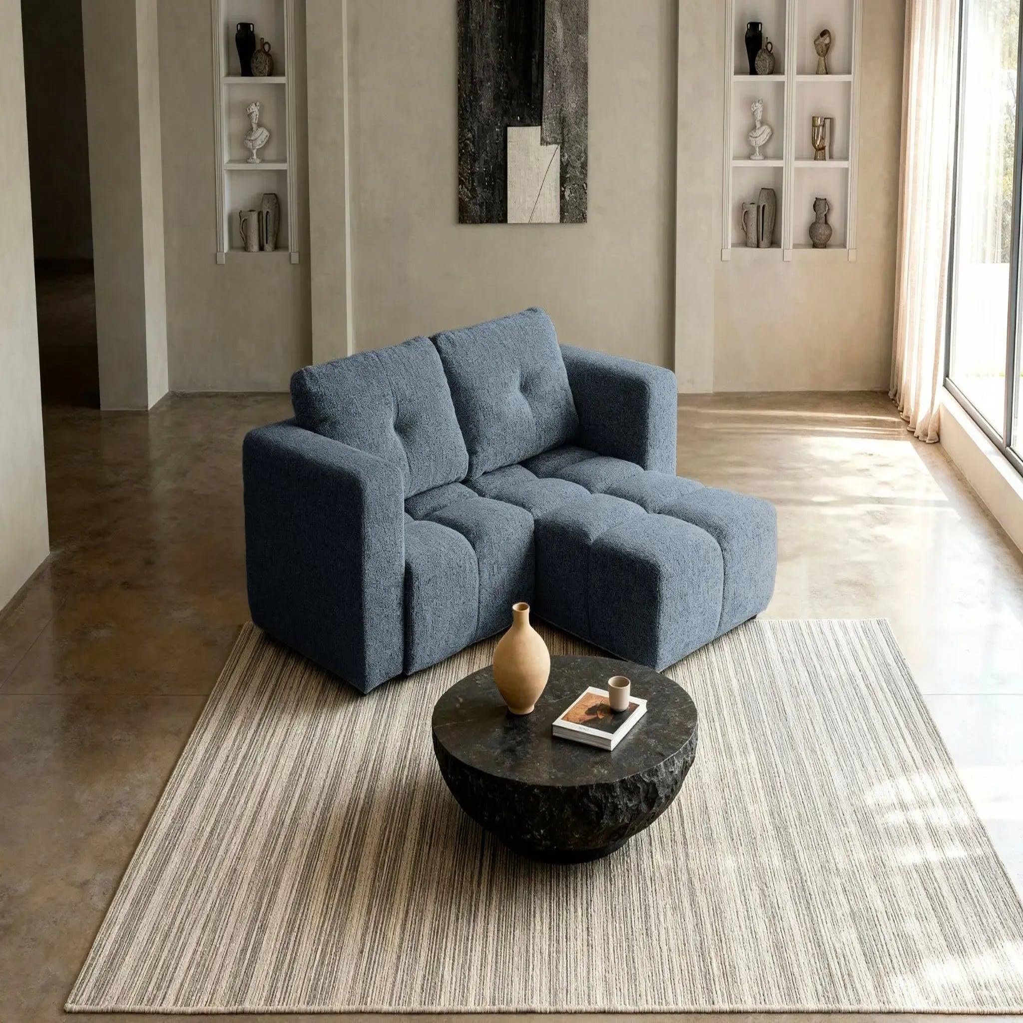 Voir la diapositive 6 : CASANOVA PARIS Romy mini - canapé d'angle convertible tissu chenille 2 places