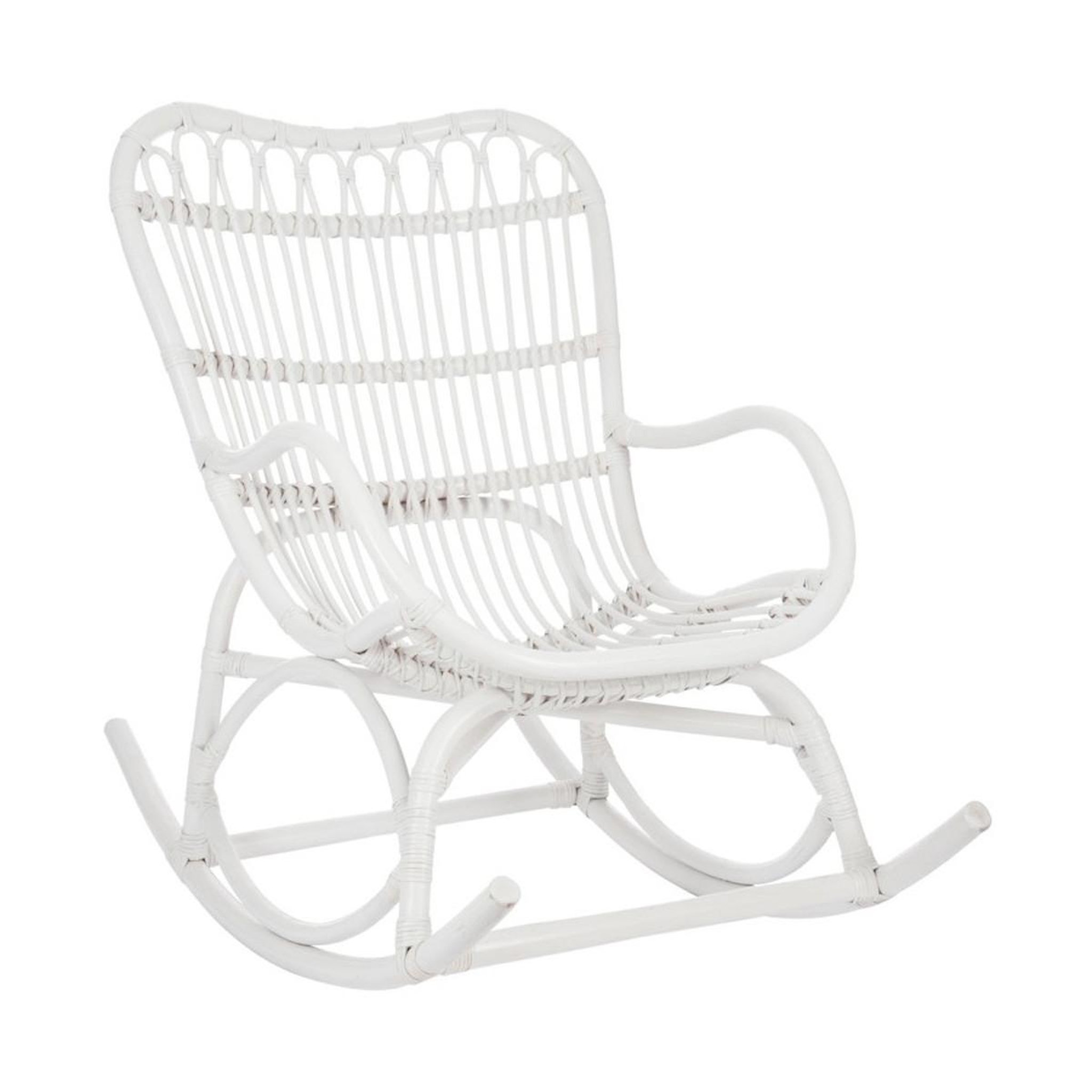 J-LINE Fauteuil à Bascule en Rotin  Washington  93cm Blanc