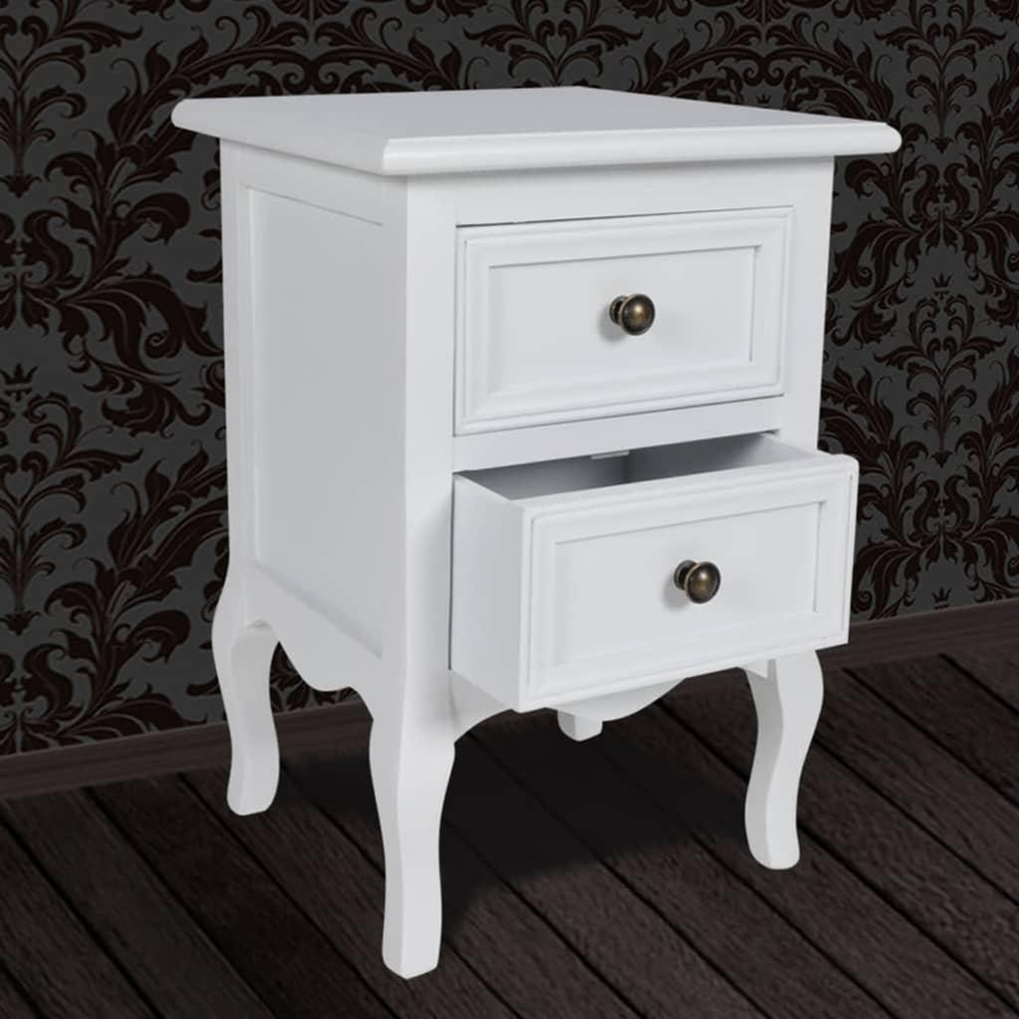 Voir la diapositive 5 : VIDAXL Table de chevet 2 pcs avec 2 tiroirs MDF Blanc