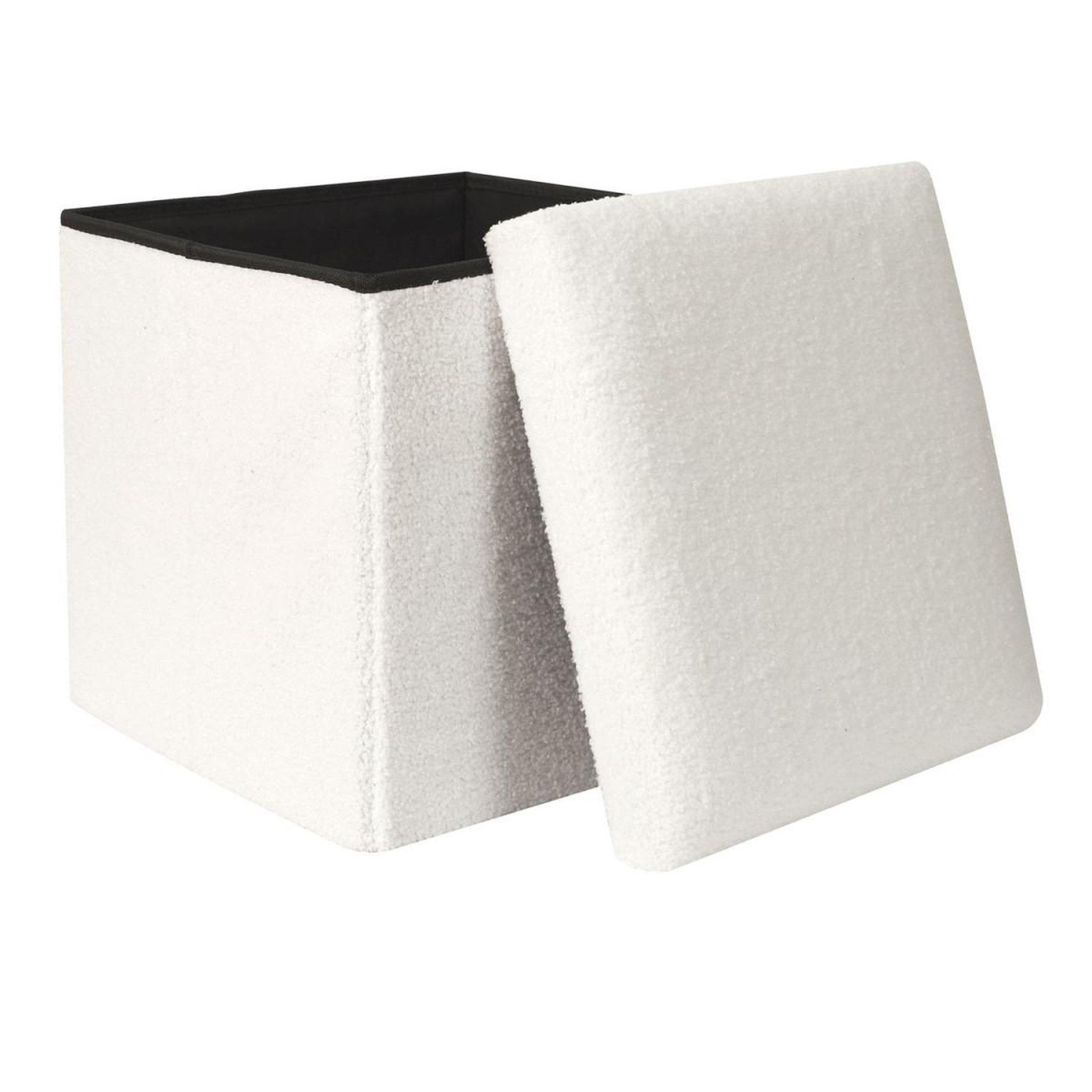 Voir la diapositive 3 : The Home Deco Factory Coffre pouf pliable  bouclette  38cm blanc