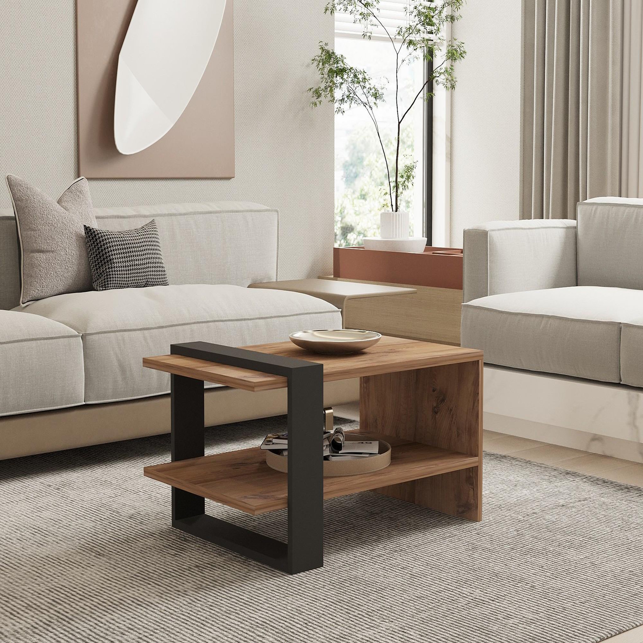 Voir la diapositive 2 : Habitat et Jardin Table basse en bois  Ova  - 80 x 55 x 35 cm - Marron