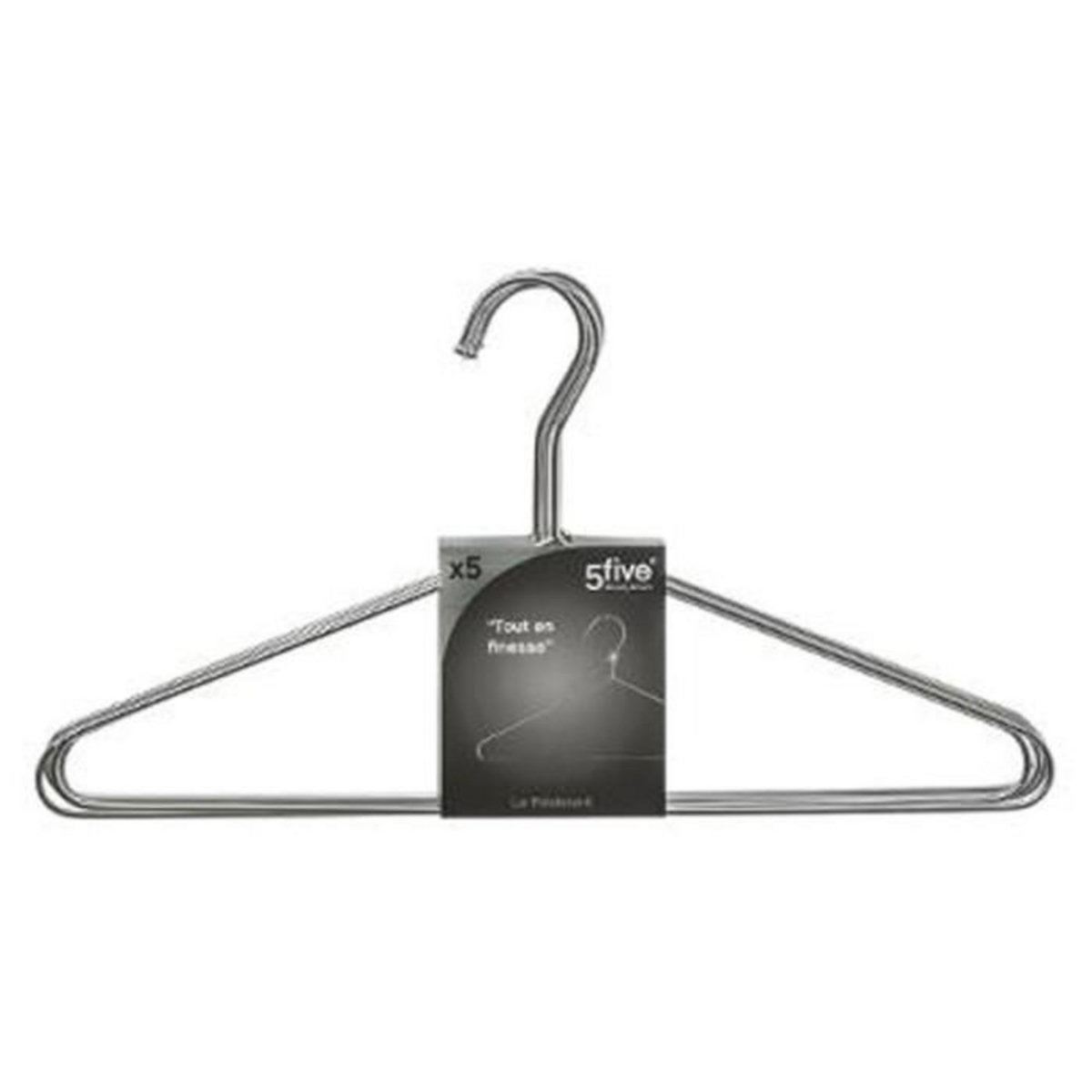 FIVE Lot de 5 Cintres en Métal 40cm Chrome