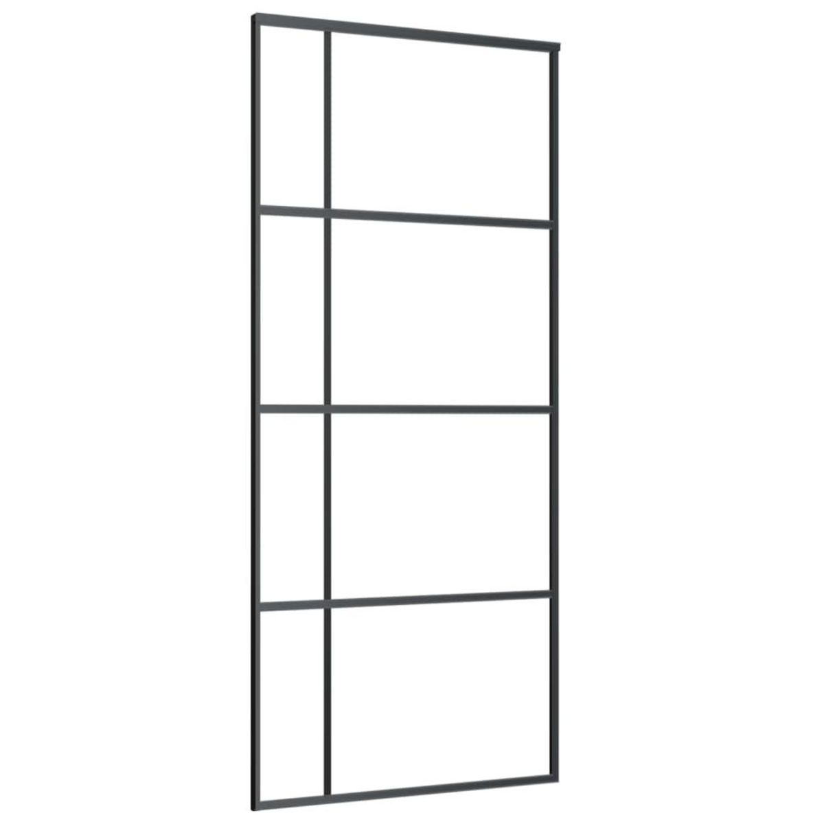 VIDAXL Porte coulissante Verre ESG depoli et aluminium 90x205 cm Noir