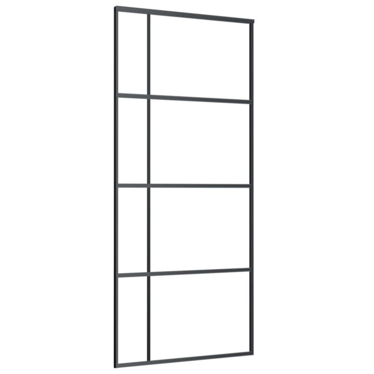 VIDAXL Porte coulissante Verre ESG depoli et aluminium 90x205 cm Noir