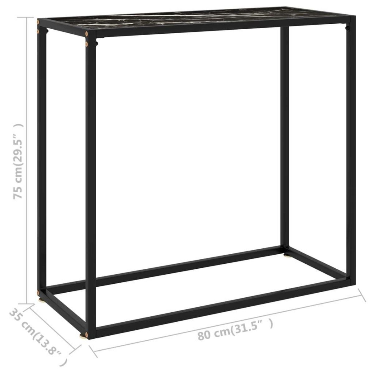 VIDAXL Table console Noir 80x35x75 cm Verre trempe