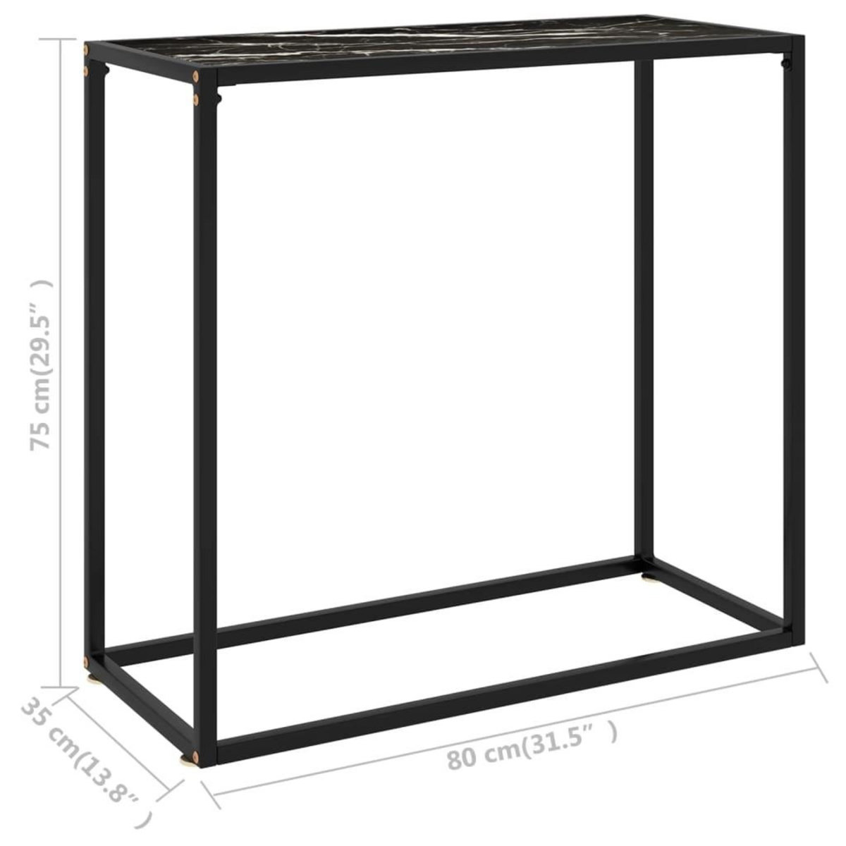 VIDAXL Table console Noir 80x35x75 cm Verre trempe