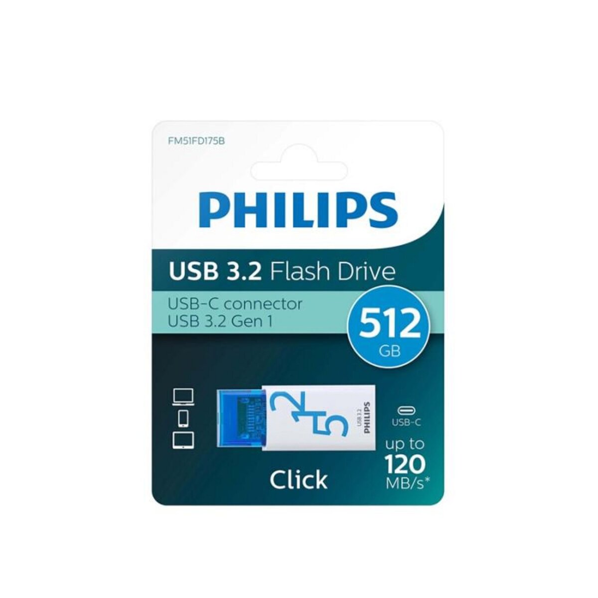 Philips Clé USB Philips Cle USB C Philips Click 3.2 GB 512Go
