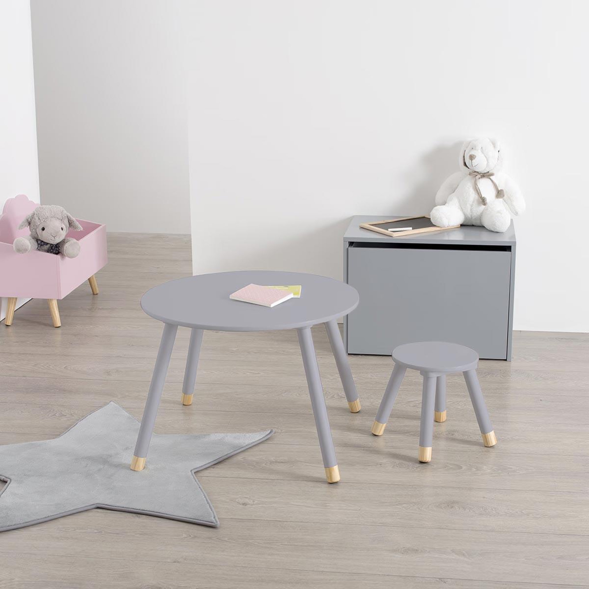 Voir la diapositive 3 : Atmosphera Kids Table enfant design  douceur  60cm gris
