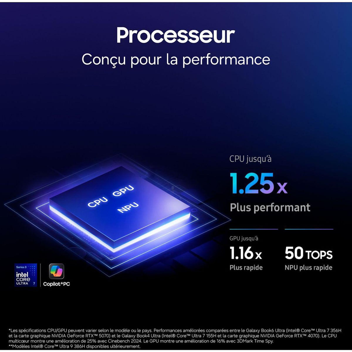 Samsung Ordinateur portable Galaxy Book6 Ultra AI 16  Tactile - Intel Core Ultra 7 - Nvidia RTX 5070 - 32 Go RAM - SSD 1 To