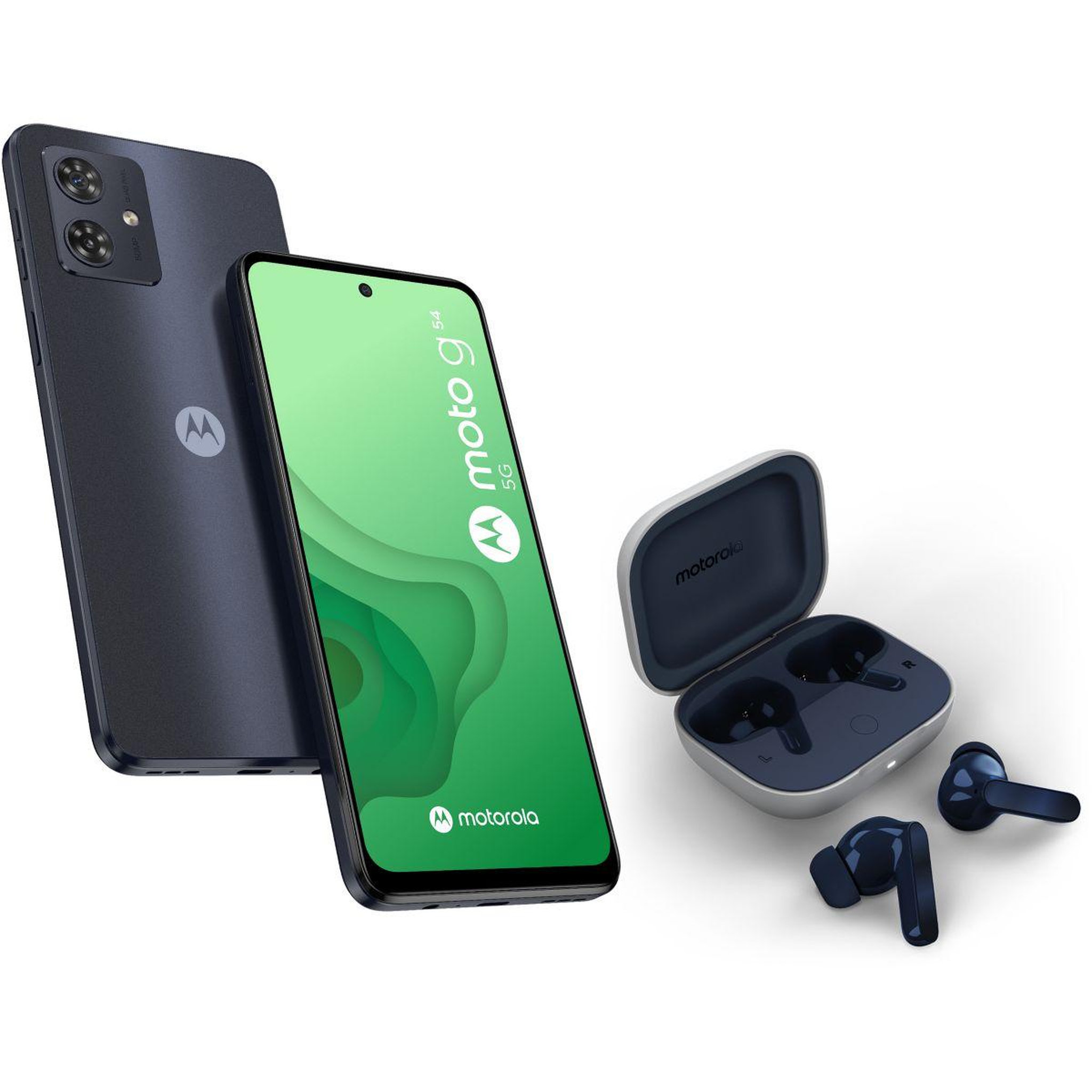 Voir la diapositive 1 : MOTOROLA Téléphone portable Pack G54 + Moto Buds + Coque et Chargeur