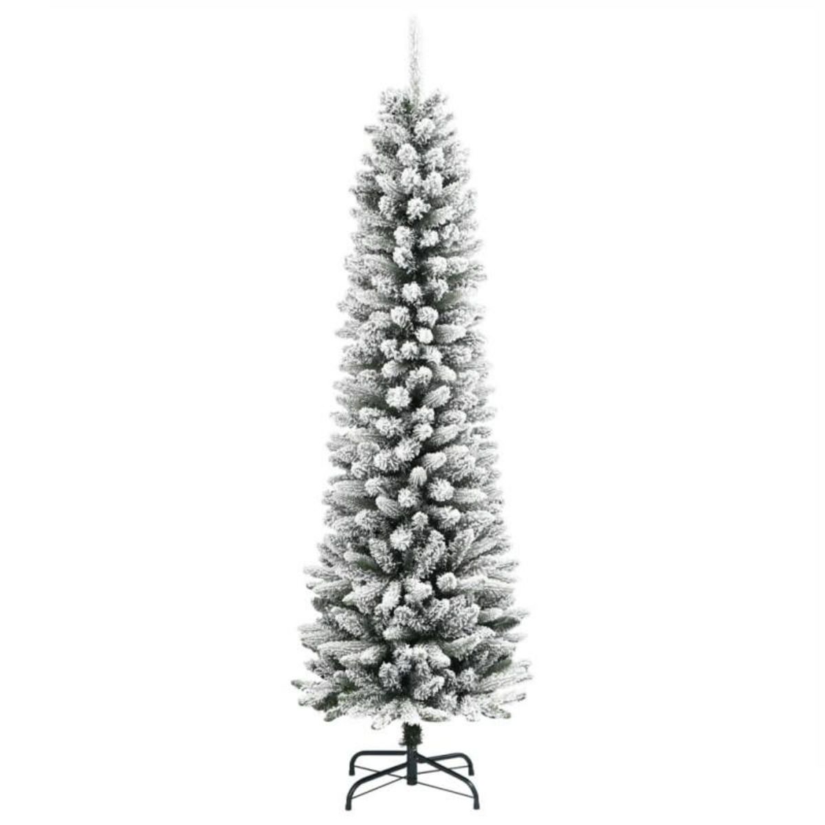 VIDAXL Sapin de Noël artificiel mince avec neige floquée 180 cm PVC PE