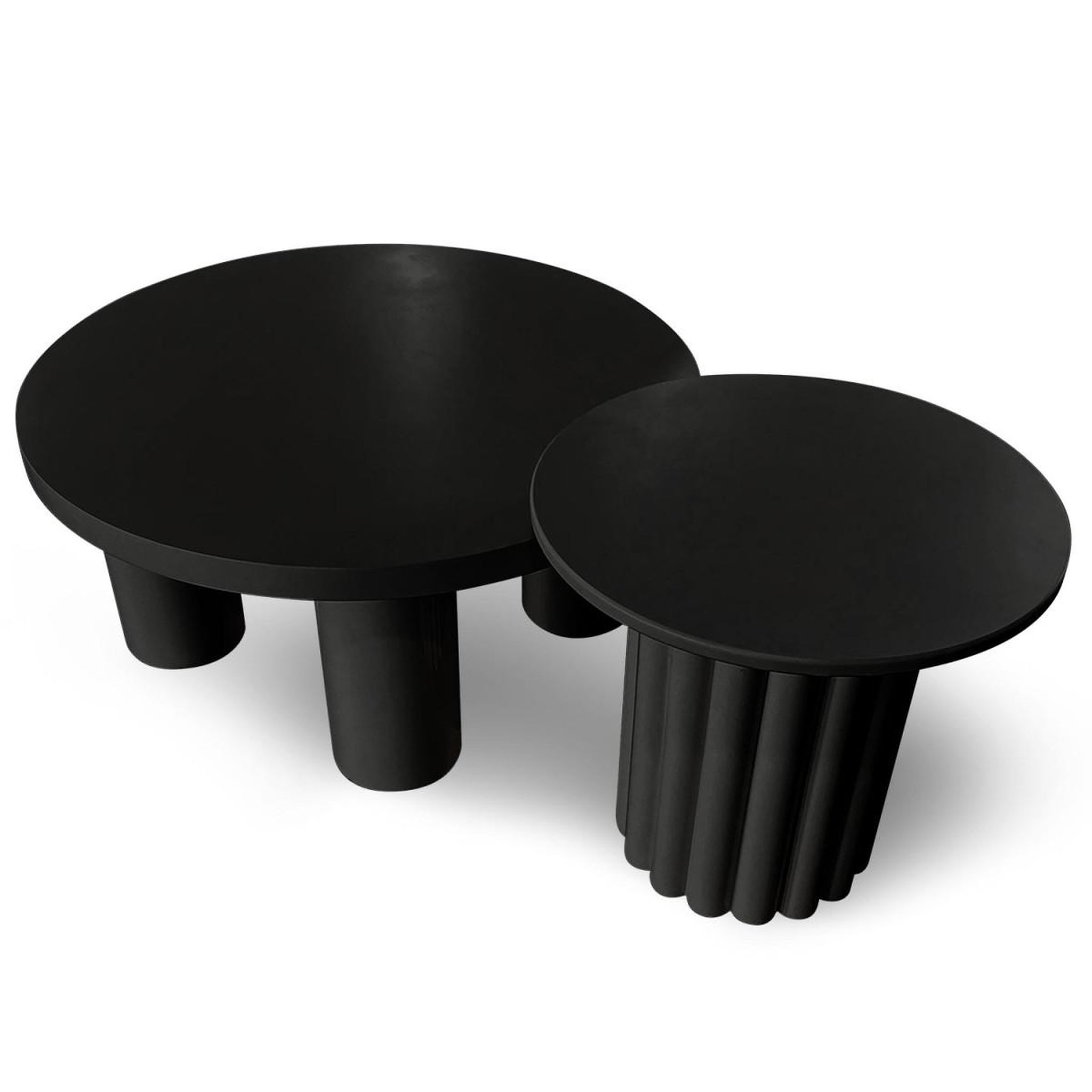 Voir la diapositive 2 : Paris Prix Lot de 2 tables basses rondes  ericka  80cm noir
