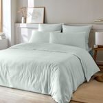 Home collection Parure housse de couette coton-bambou. Coloris disponibles : Blanc, Rose, Vert