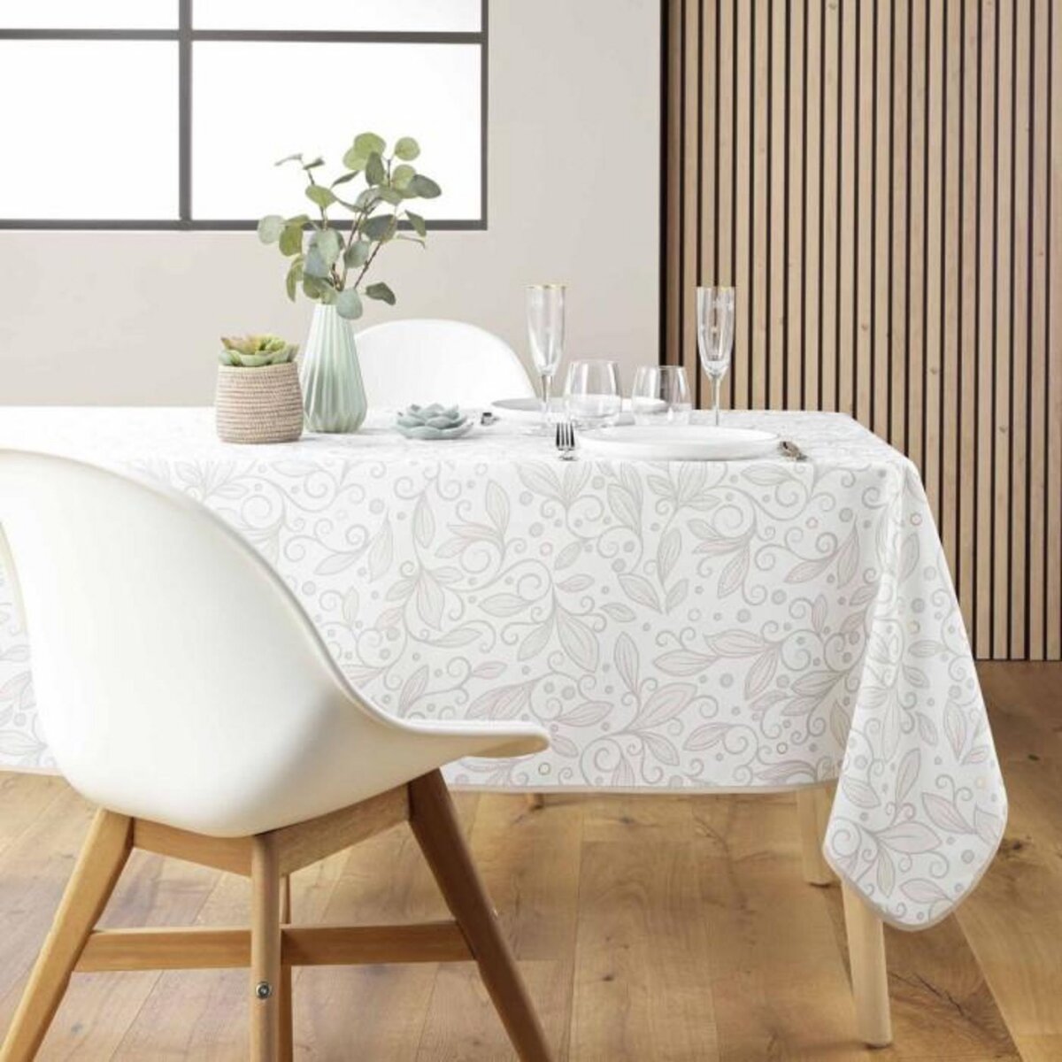 Paris Prix Nappe Antitache Imprimé  Leya  145x240cm Naturel