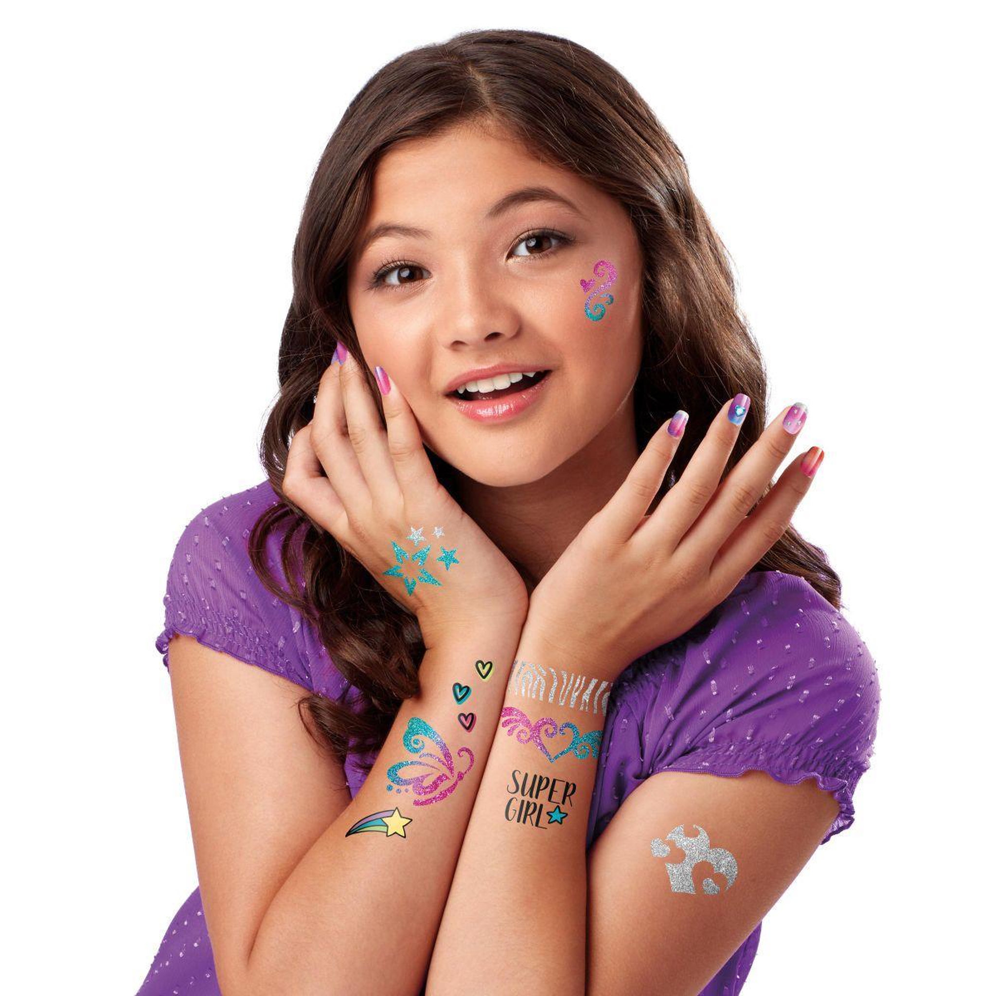 Voir la diapositive 6 : Lexibook Kit de Tatouages Brillants et Nail Art Pailletés