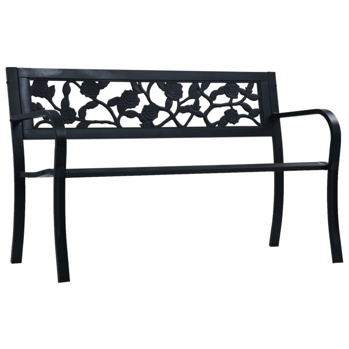 VIDAXL Banc de jardin 125 cm Noir Acier