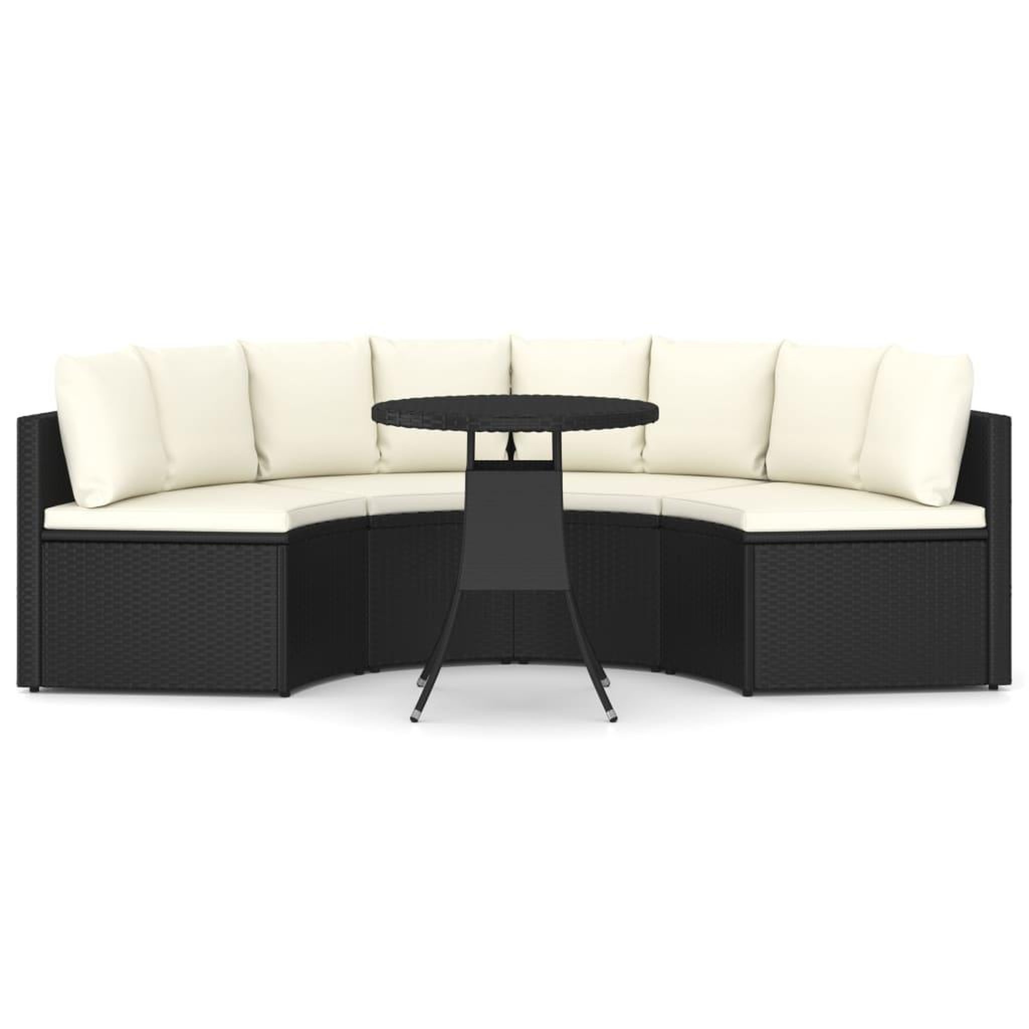 Voir la diapositive 3 : VIDAXL Salon de jardin 5 pcs avec coussins Resine tressee Noir