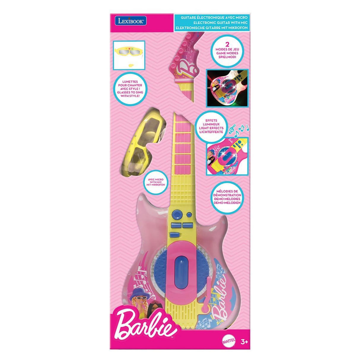 Lexibook Guitare Électronique Lumineuse avec lunettes et micro Barbie