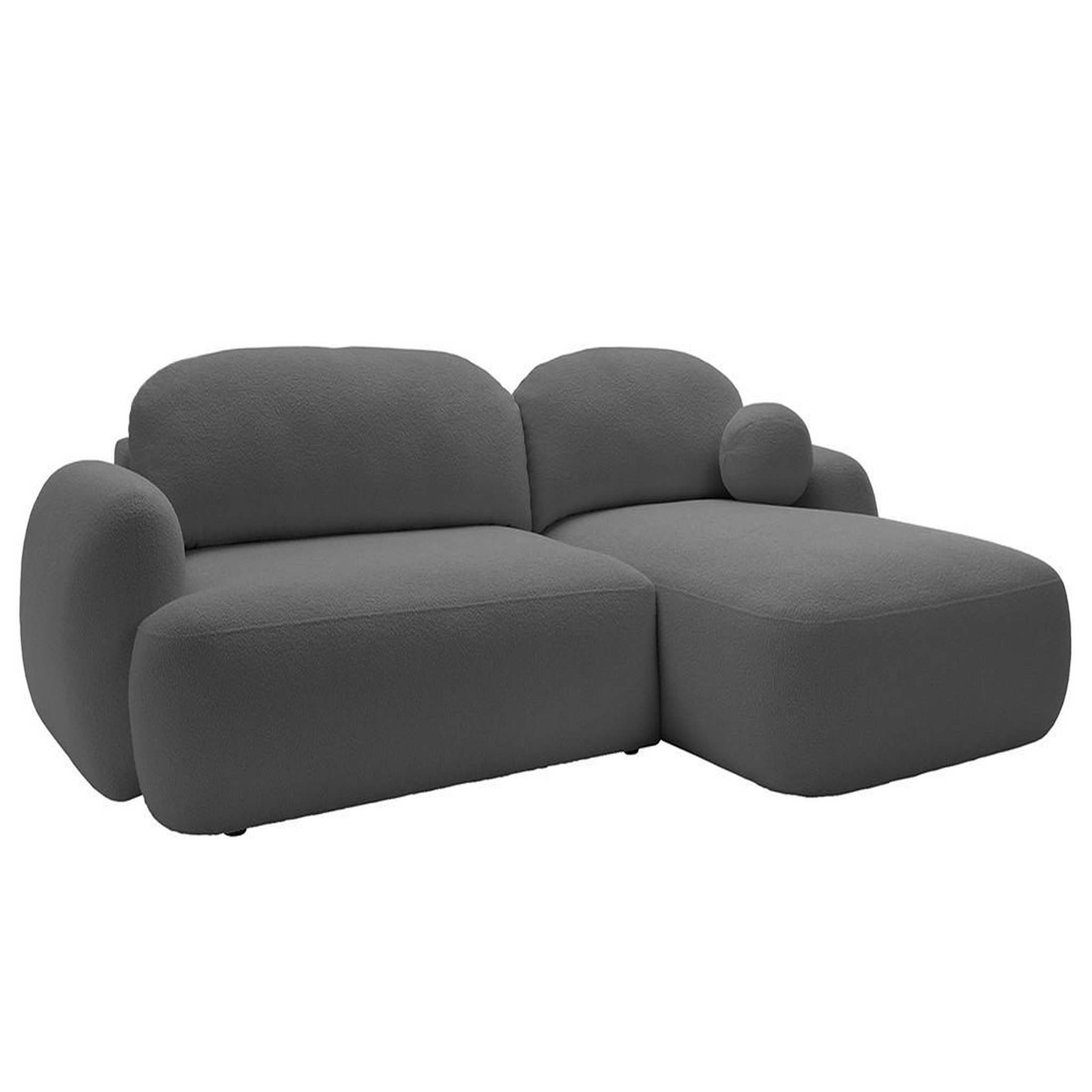 Voir la diapositive 5 : BEST MOBILIER Berenice - canapé d'angle droit 4 places convertible avec coffre en tissu bouclette