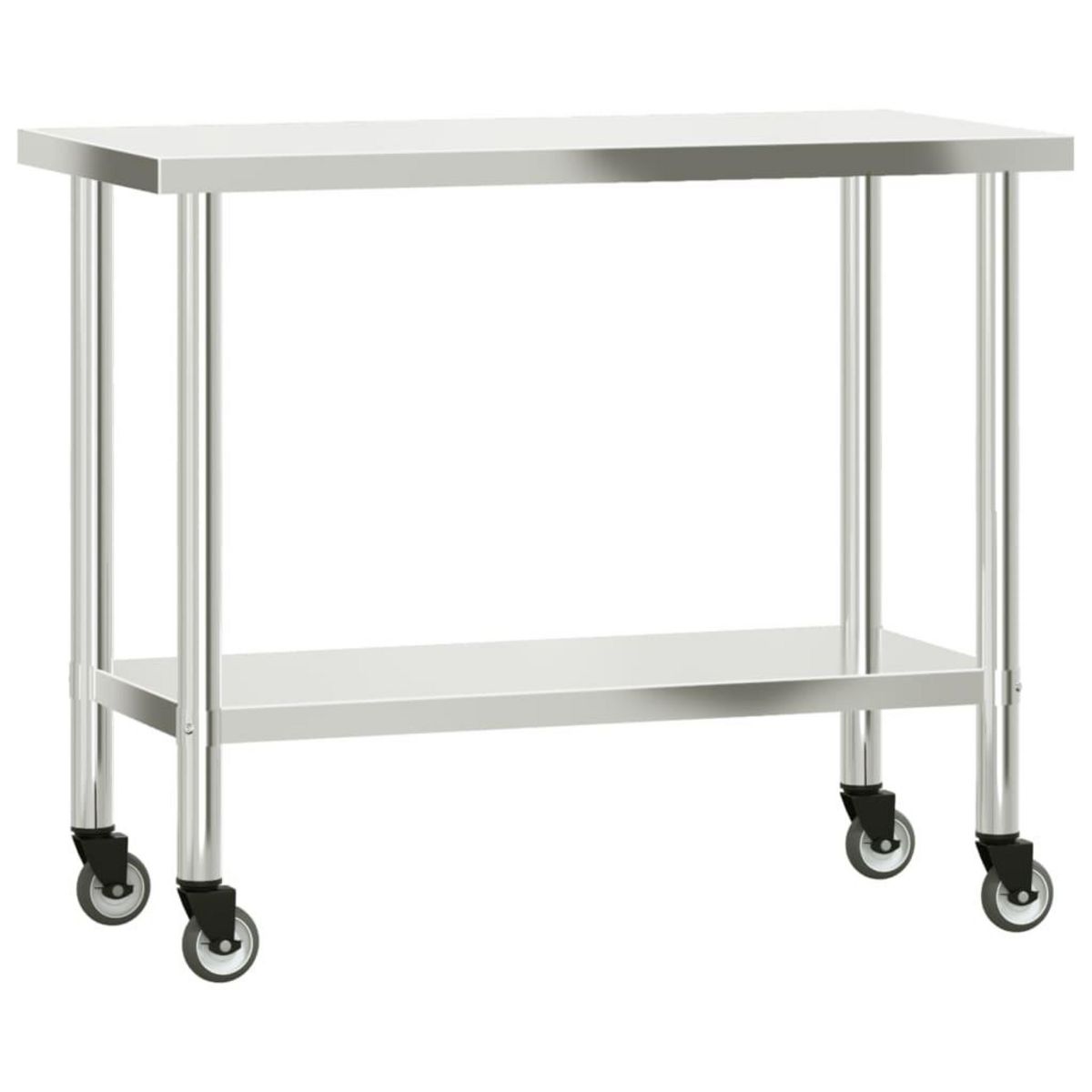 VIDAXL Table de travail de cuisine avec roues 110x55x85 cm inox