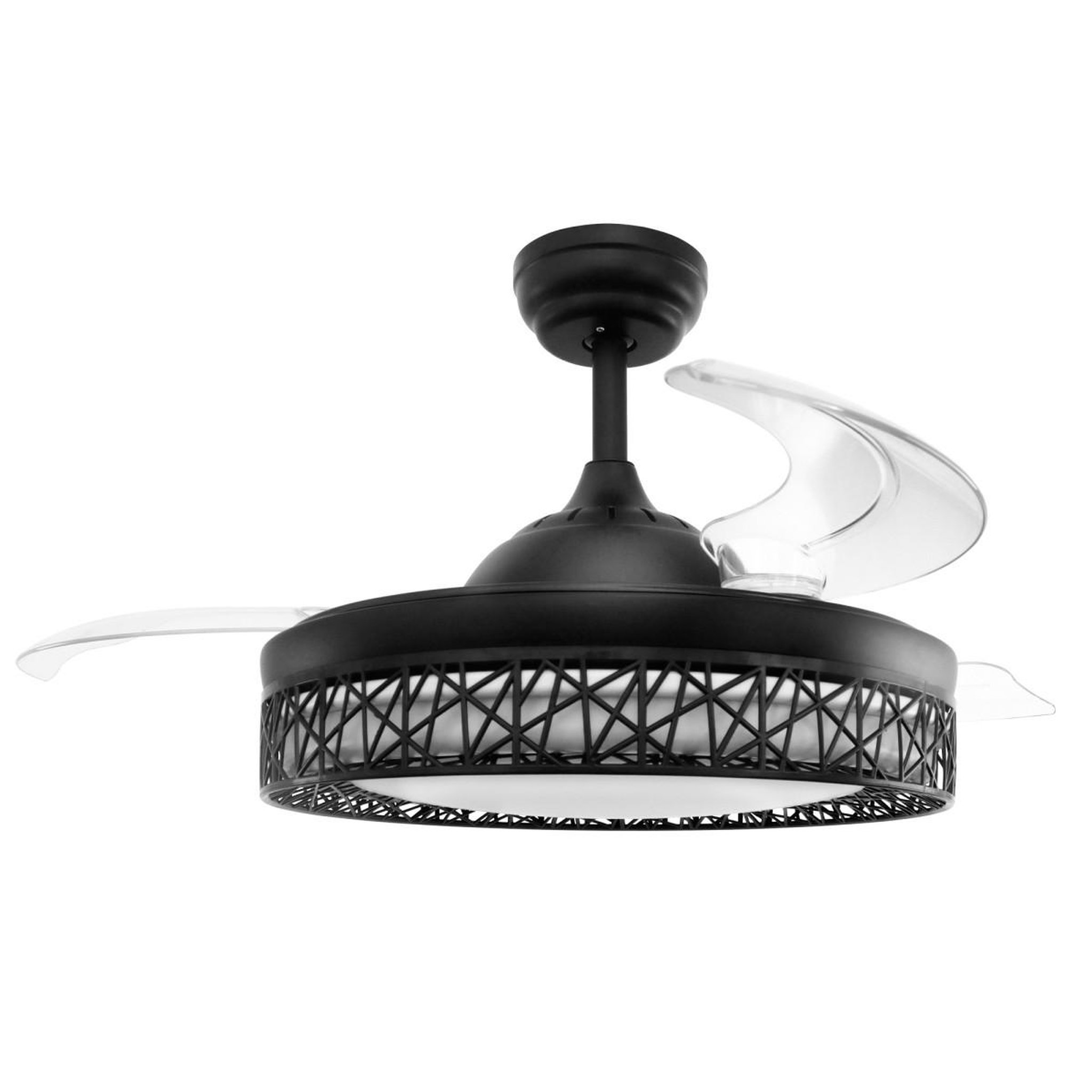Jocca Ventilateur de plafond avec lumière LED 76W Ø107cm 3 Pales rétractables 6 vitesses Télécommande Minuterie Eté/Hiver Jocca