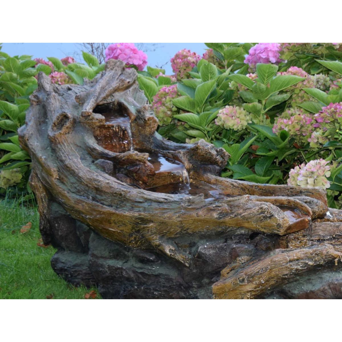 Ubbink Fontaine de jardin allongée Avisio souche d'arbre avec chute d'eau et éclairage LED - Ubbink