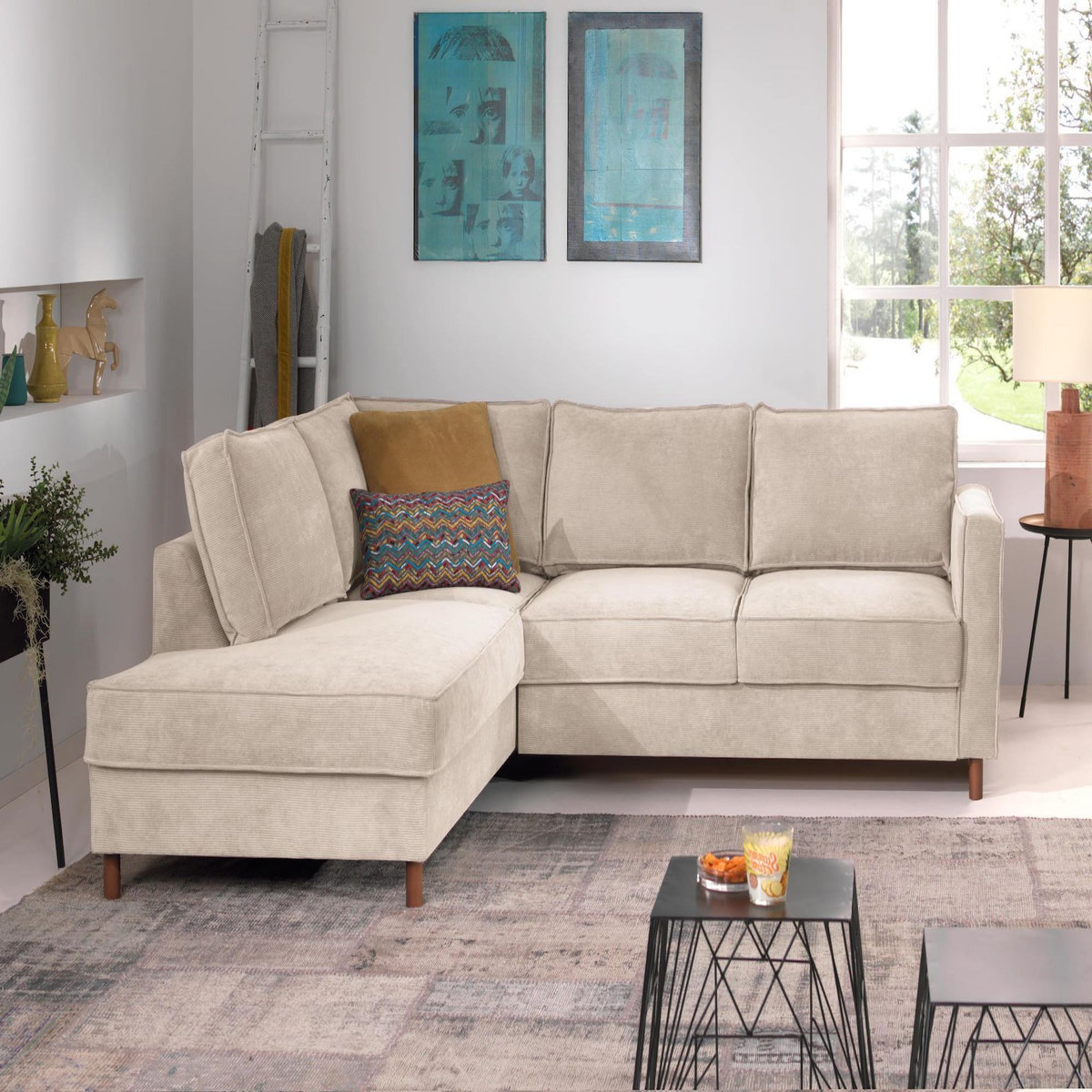 LISA DESIGN Jake - canapé d'angle gauche - convertible - 5 places - en velours côtelé