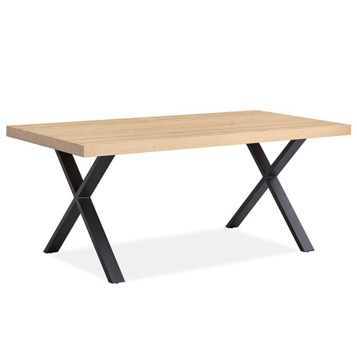 BEST MOBILIER Elsa - table à manger - effet bois et noir - 6 personnes
