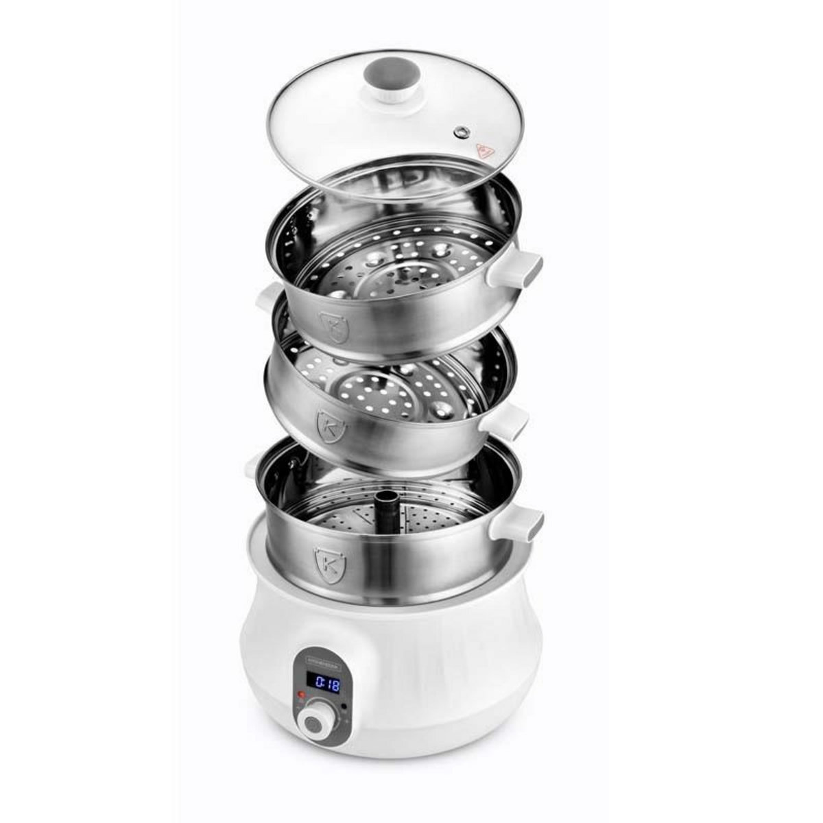 KITCHENCOOK Kitchencook - Cuiseur Vapeur Et Couscoussier électrique - 9 Litres - 900w - Cuisson Programmable - Ecran Led - Maintien Au Chaud