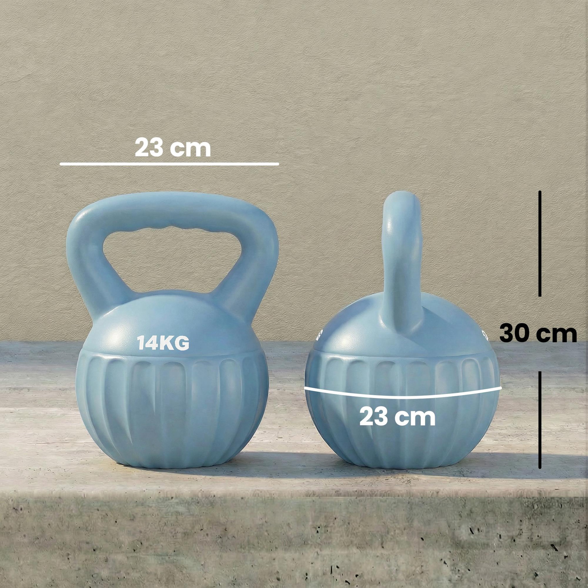 Voir la diapositive 3 : HOMCOM Kettlebell 14 kg - prise ergonomique - entraînement musculaire & haltérophilie - pp bleu ciel