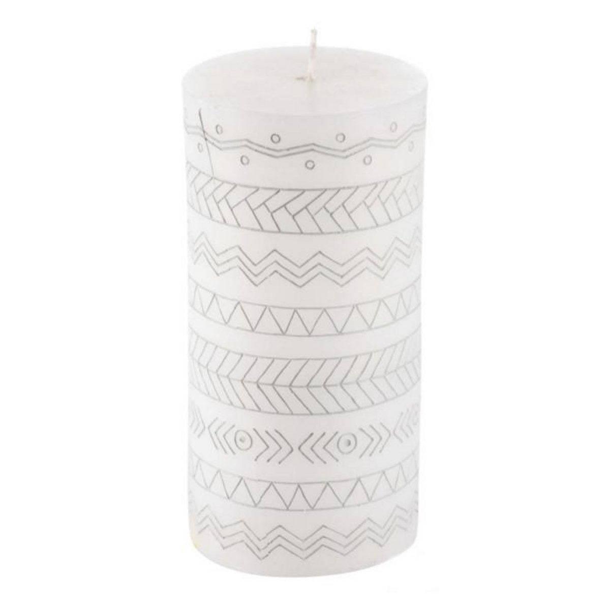 Paris Prix Bougie Pilier Embossée  Graphic Ethnic  13cm Blanc