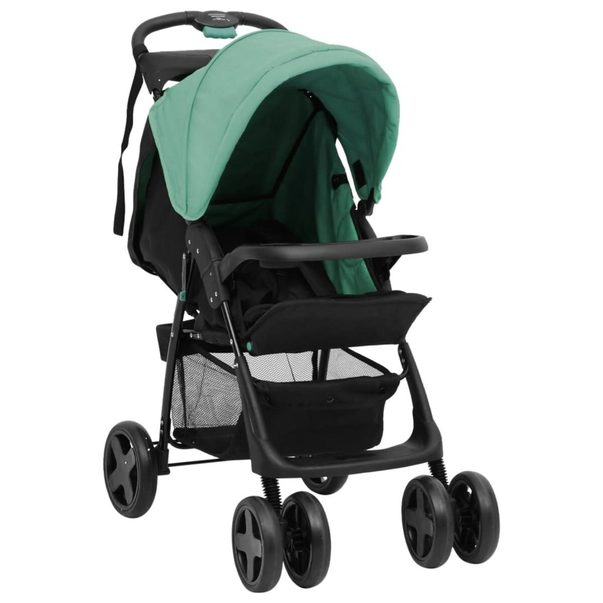 VIDAXL Poussette pour bebe 2 en 1 Vert et noir Acier pas cher