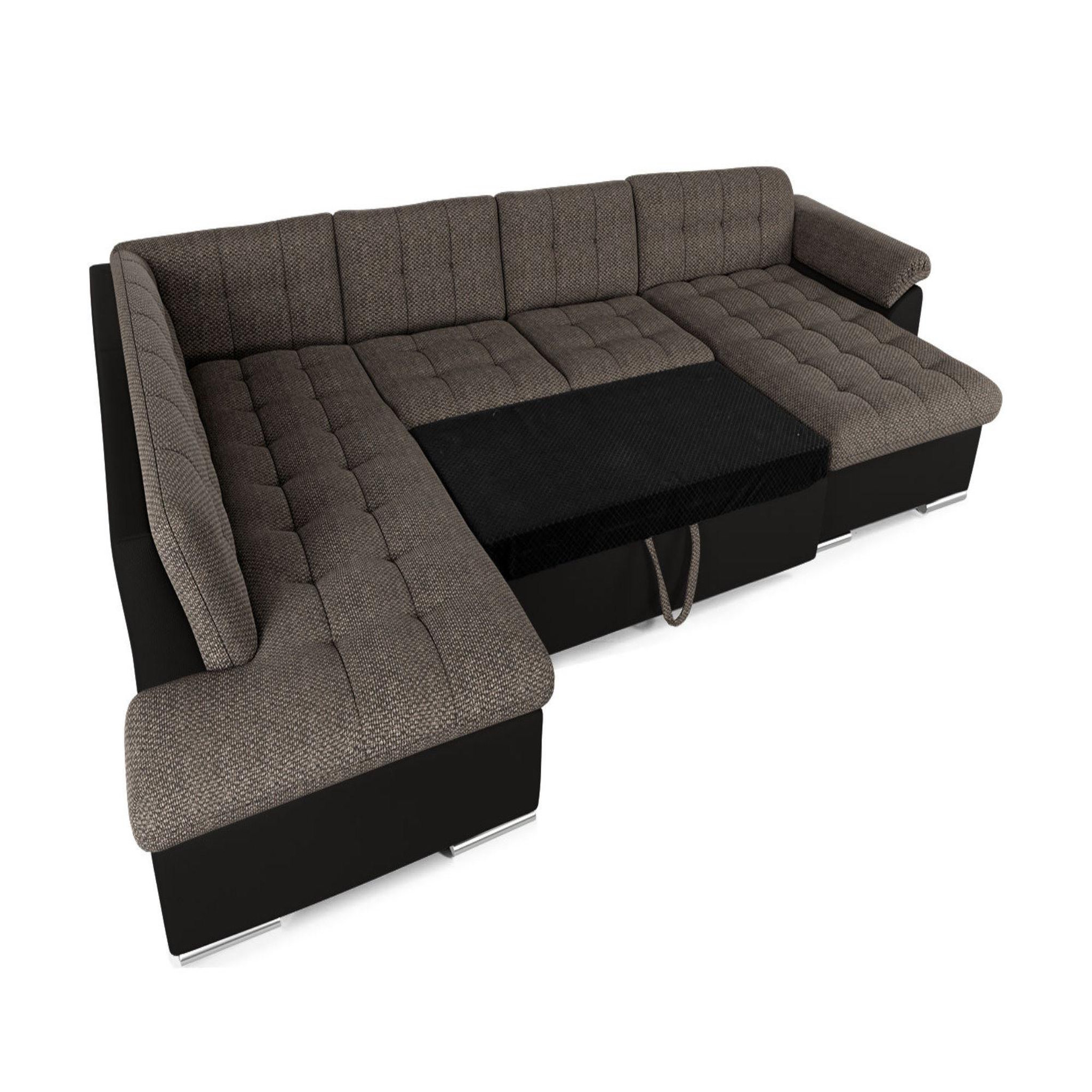 Voir la diapositive 2 : BEST MOBILIER Chuck - canapé panoramique xxl - convertible avec coffre - 7 places - gauche