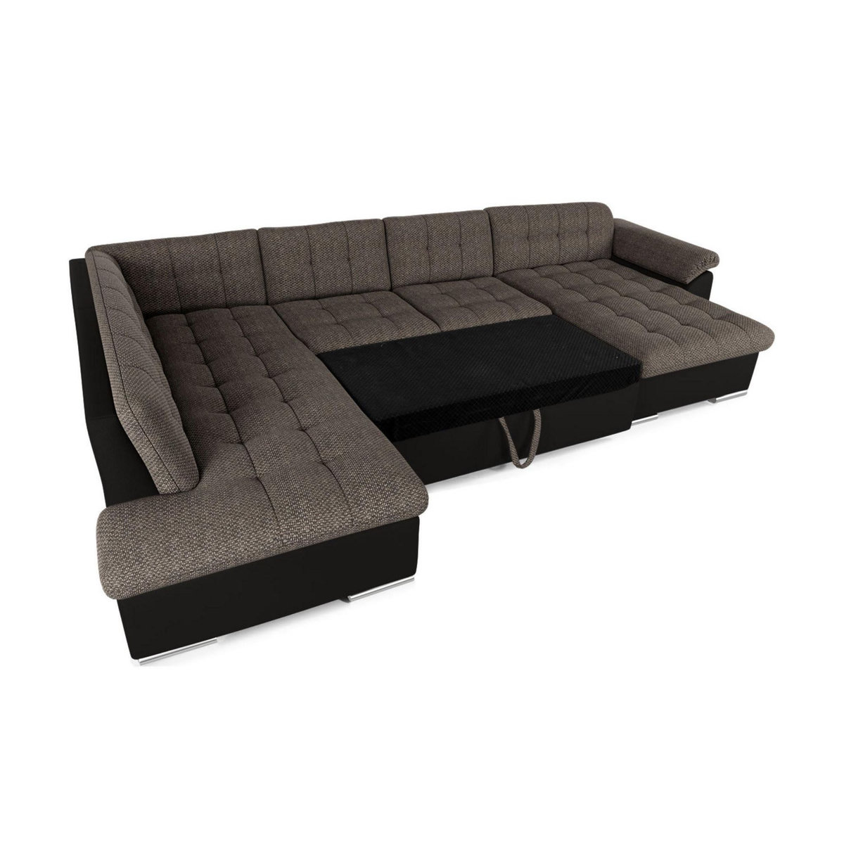 BEST MOBILIER Chuck - canapé panoramique xxl - convertible avec coffre - 7 places - gauche