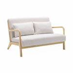 SWEEEK Banquette 2 places scandinave en bois et tissu bouclette. Lorens. L 124 x P 83 x H 77cm