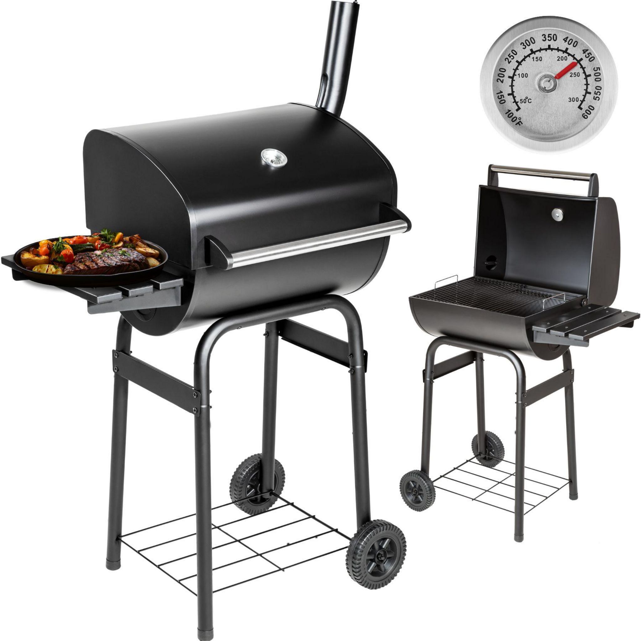 tectake Barbecue charbon avec thermomètre