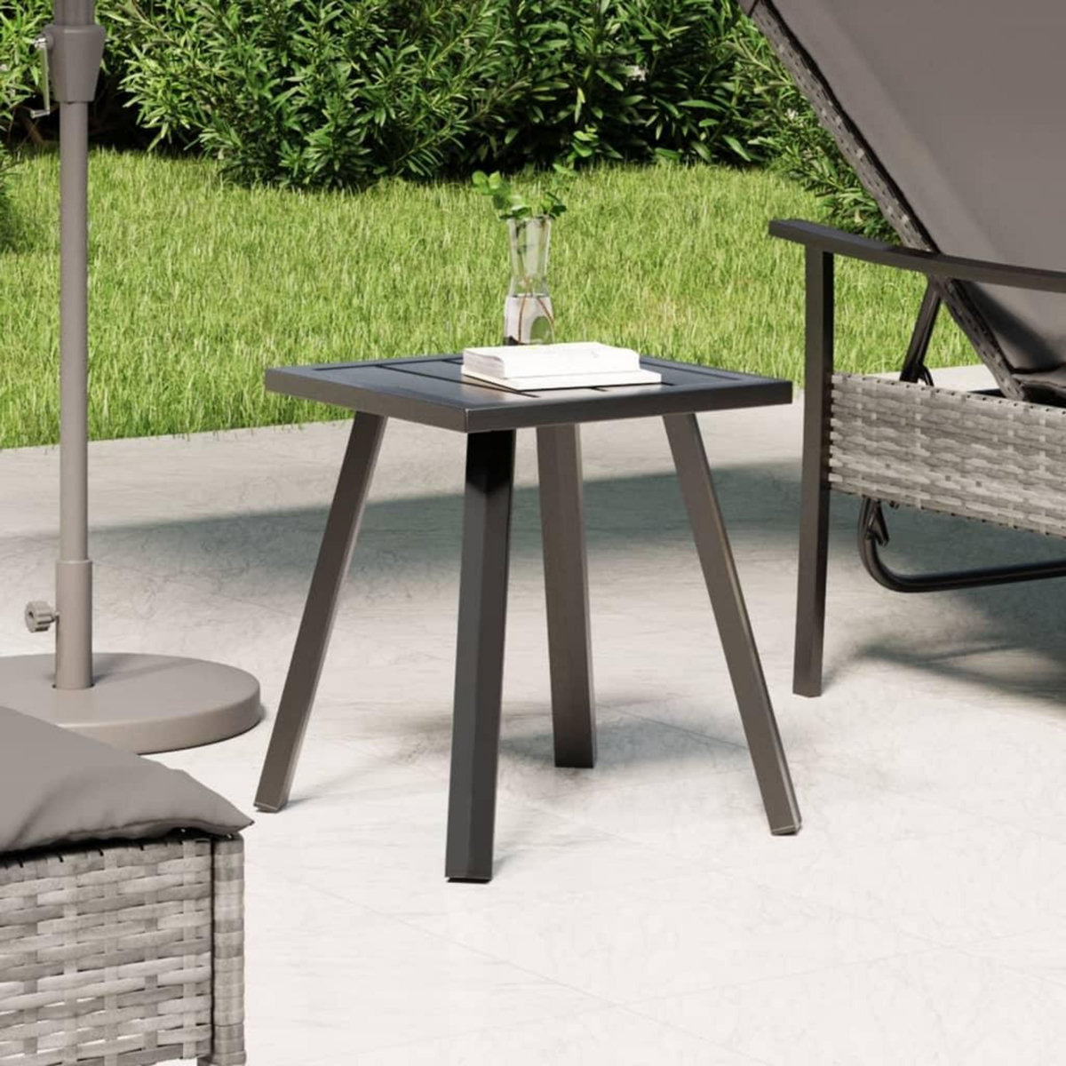 VIDAXL Table de jardin anthracite 34x34x38 cm acier