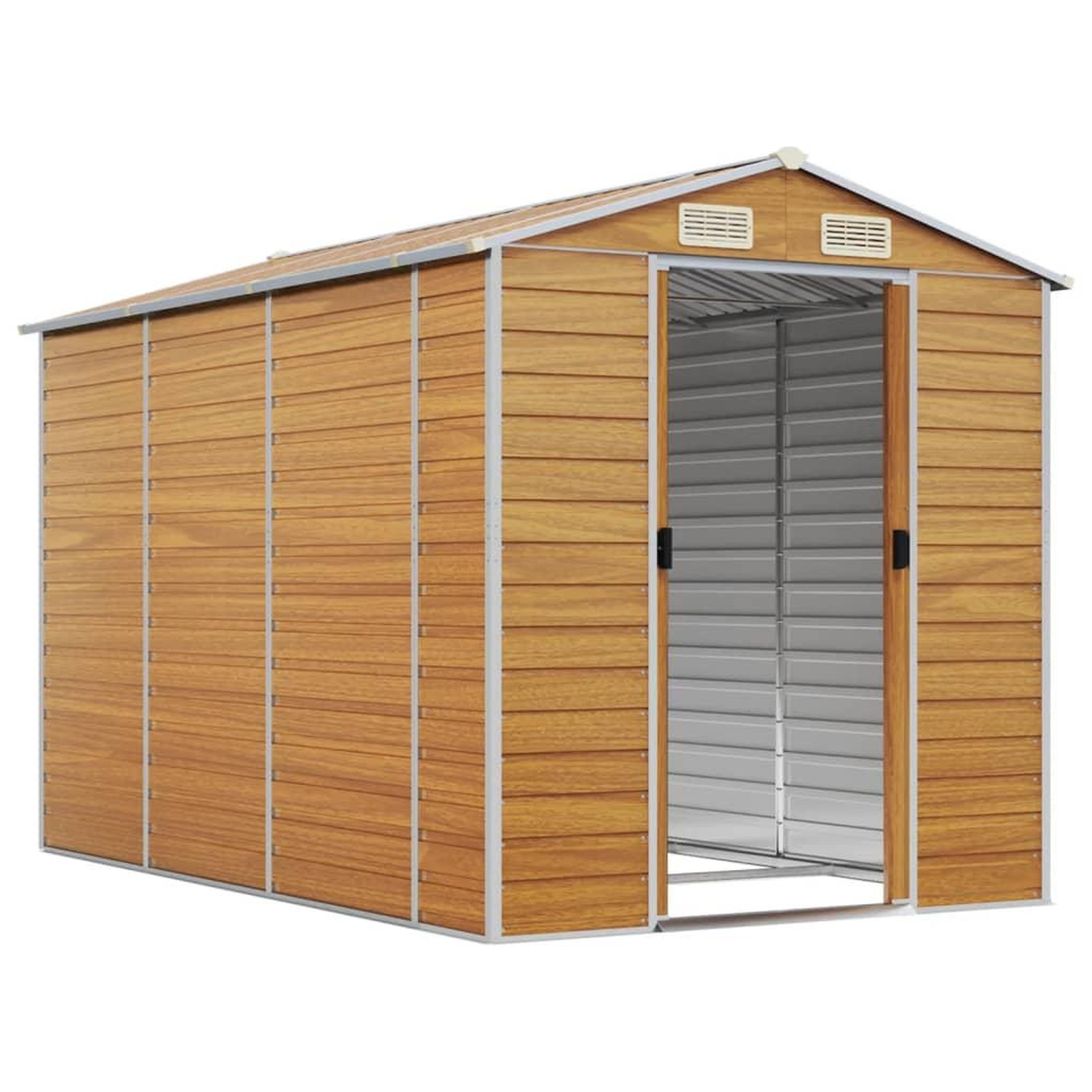 Voir la diapositive 3 : VIDAXL Abri de jardin marron clair 191x300x198 cm acier galvanise