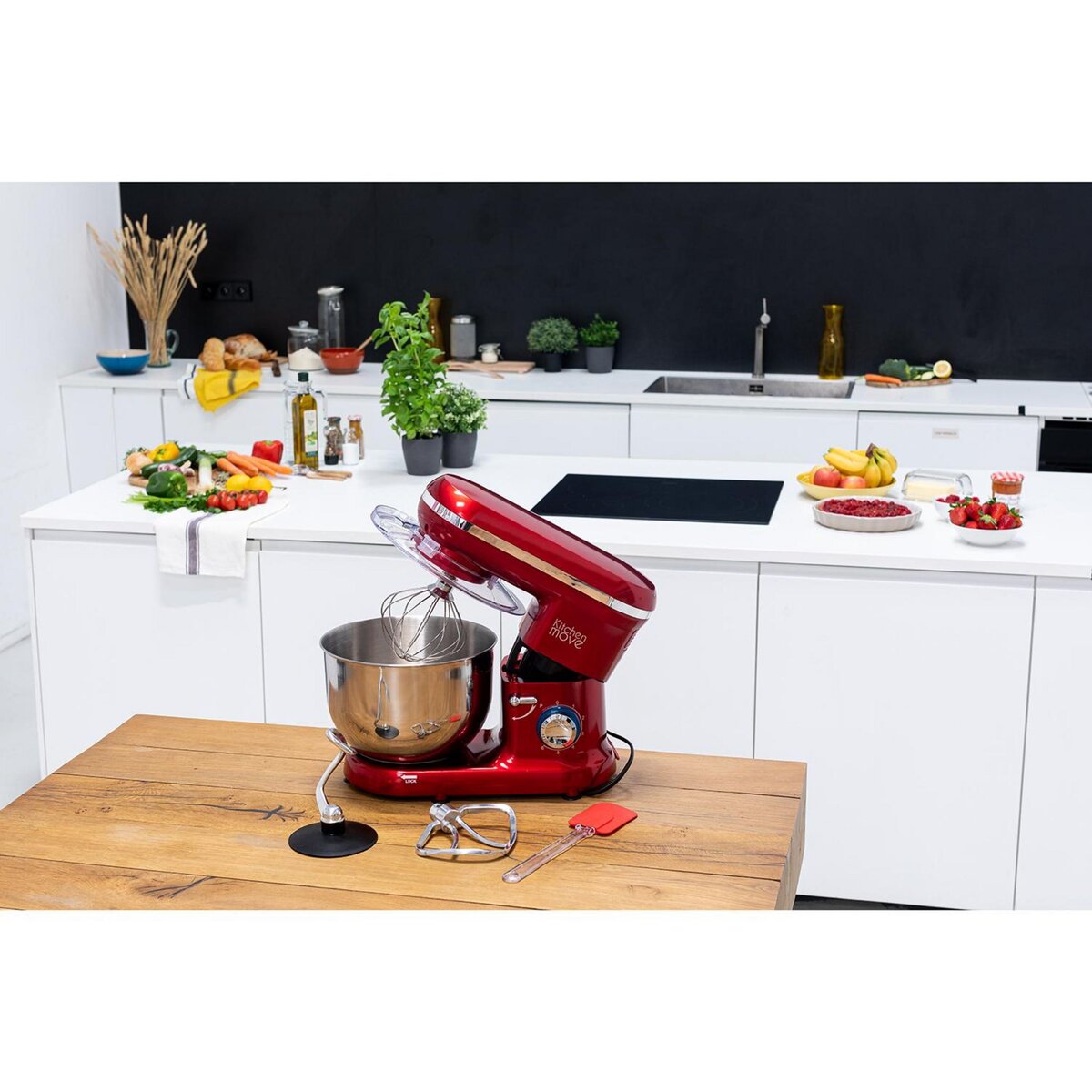 Kitchen move Robot pâtissier multifonctions 5.5l 1500w rouge - bat-1519