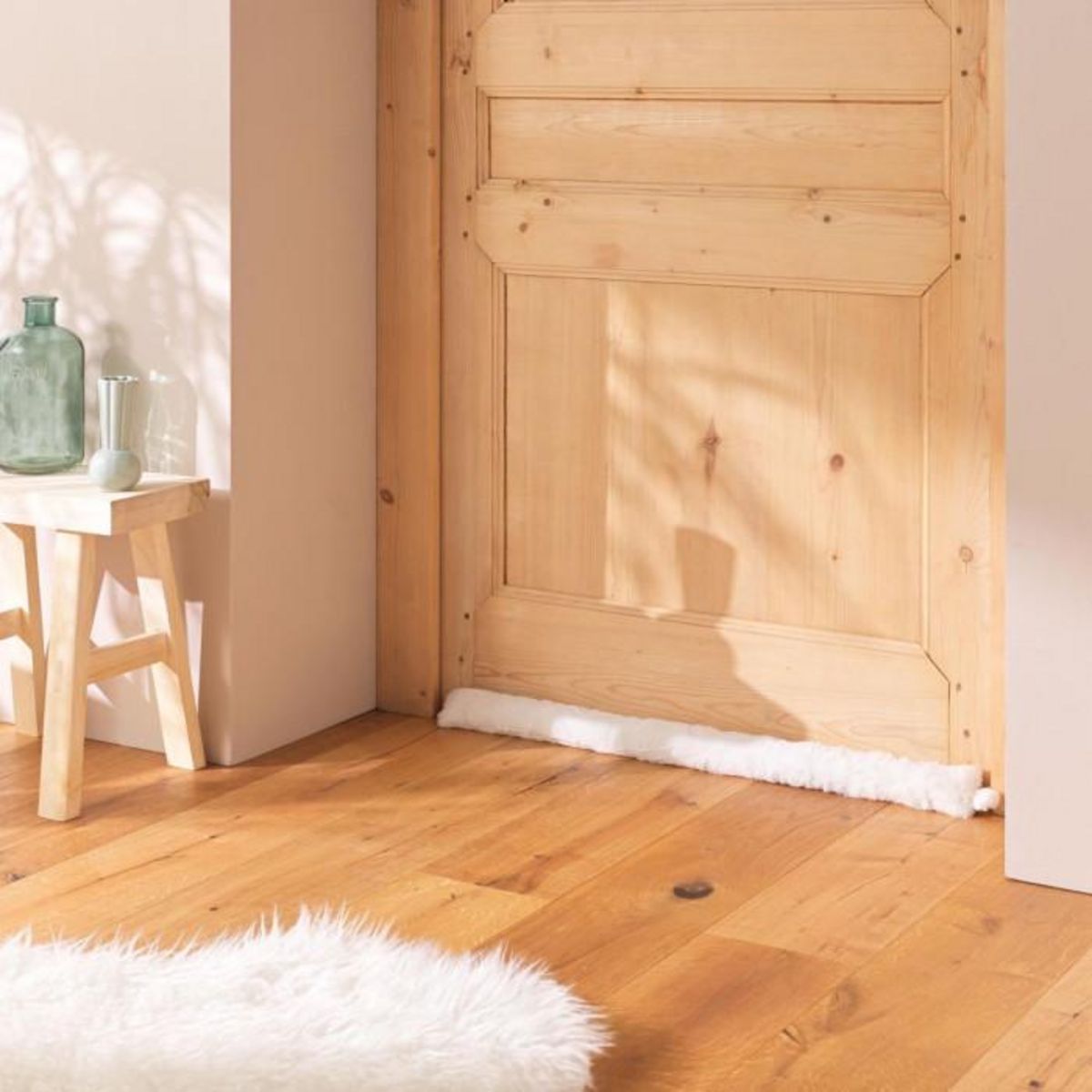 Paris Prix Boudin Bas de Porte Imitation Fourrure  Foxy  80cm Naturel