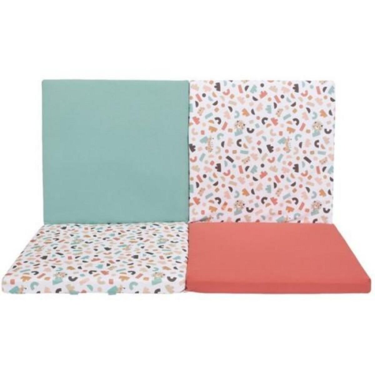 TINEO Tapis d'éveil Malin - TINEO - Tapis évolutif multifonction 3-en-1 - 120 x 120 cm - Géométrique / Animaux rigolos