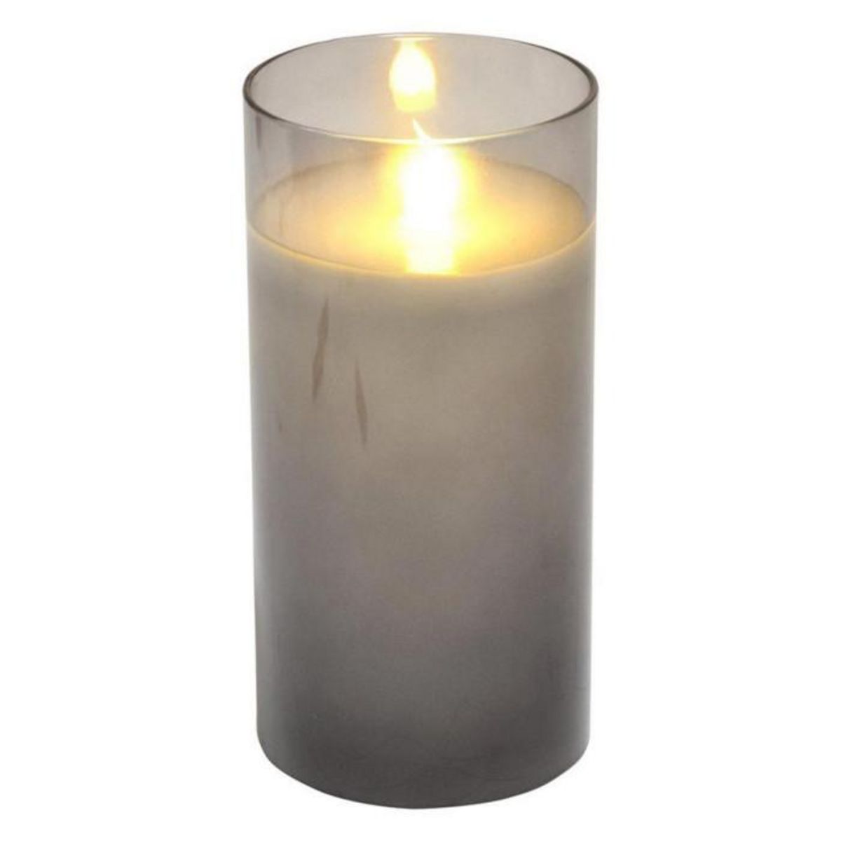 Paris Prix Bougie Ronde LED  Verrine  15cm Gris Clair