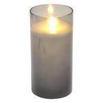 Paris Prix Bougie Ronde LED  Verrine  15cm Gris Clair